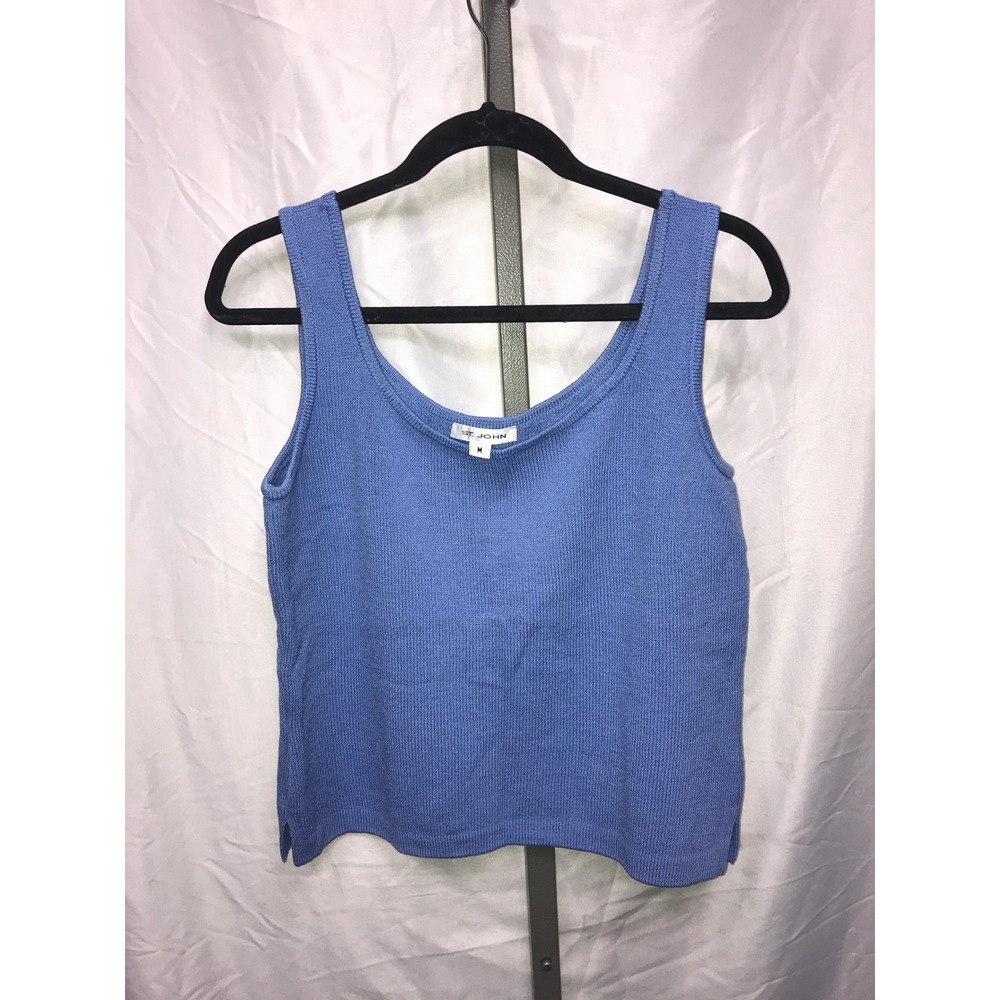ST. JOHN Blue Knit Tank Top Women's Size M Scoop Neck Sleeveless